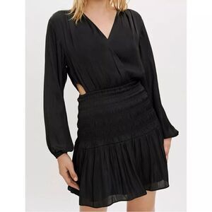 NWT Maje Rovely Black Satin Mini Dress FR 38 (US M) NWT MSRP $345